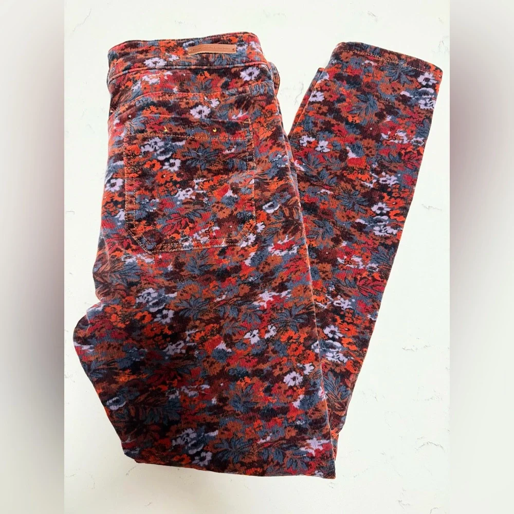 Pilcro & the Letterpress Size 29 High Rise Skinny Pants Floral Corduroy Stretchy - Picture 2 of 12